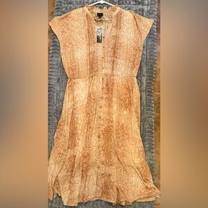 Worthington Talia Tan Button-Down Dress Animal Print